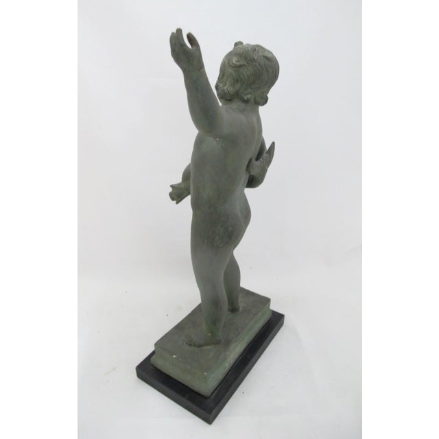 Cherub Putto With Dolphin Amr Pompeii Fountain Replica Composite Statue For Sale - Image 9 of 13