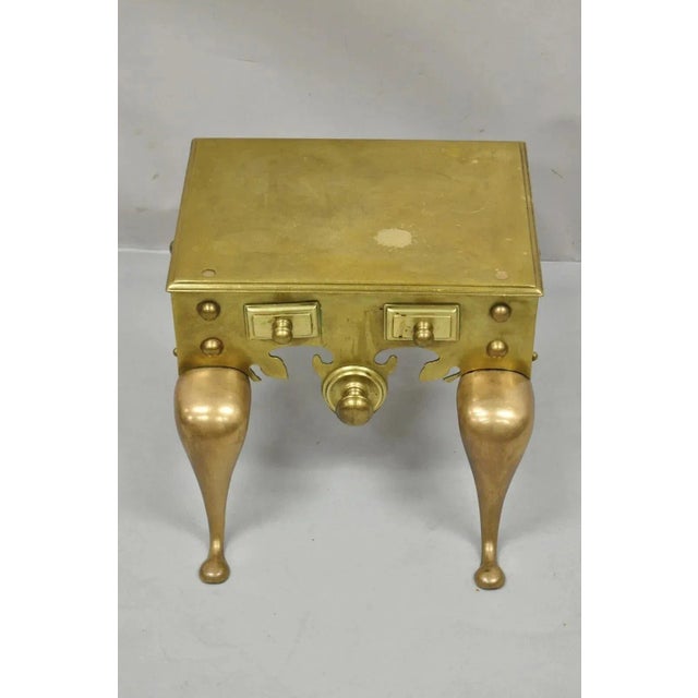 Antique English Victorian Solid Brass 40 lb. Footman Fireplace Trivet. Item features heavy solid brass construction,...