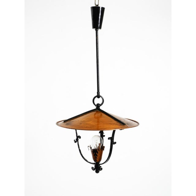 1930s Large Vintage Pendant Lights in Heavy Metal and Copper, 1930s, Set of 2 For Sale - Image 5 of 18
