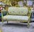 French Louis XV Romantic Sofa With Floral Damask Upholstery, Sage Green Velvet Panels, Cherubs & Hand-Gilded Gold Leaf Frame For Sale - Image 4 of 4