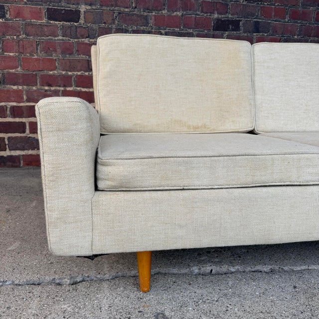 Early Florence Knoll Beige Sofa For Sale - Image 11 of 12