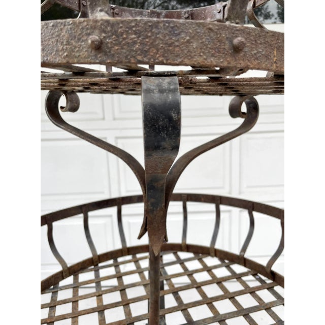 Vintage French Iron 2-Tier Garden Topiary Stand For Sale - Image 12 of 13