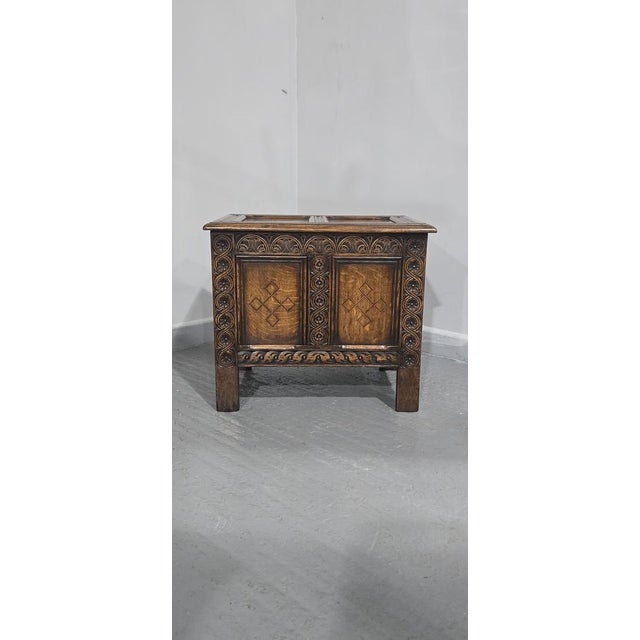 Small Oak Inlaid Coffer, 1920 For Sale - Image 6 of 12