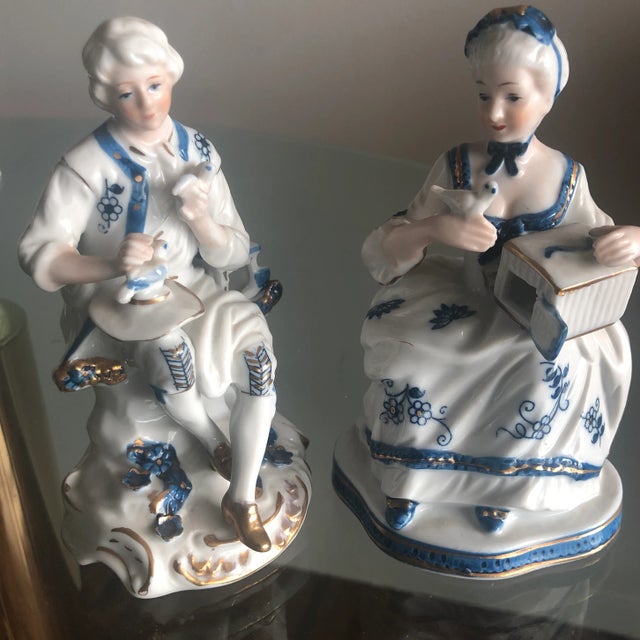 Traditional Vintage Colonial Figurines Marked KPM and Numbered, 2 For Sale - Image 3 of 5