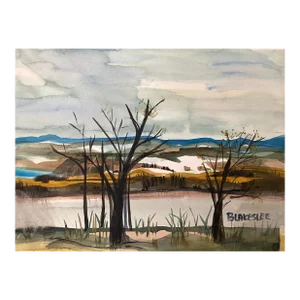 1960s Tina Blakeslee Mid Century Watercolor Landscape