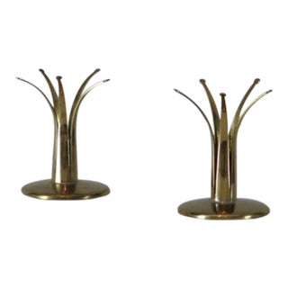 Mid Century Swedish Brass ‘Tulip’ Candelholders - A Pair For Sale