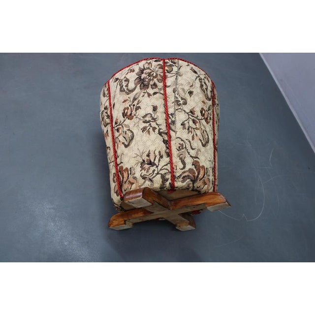 Art Deco Stool with Floral Fabric, Czechoslovakia, 1930s For Sale - Image 6 of 7