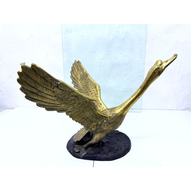 Metal Hollywood Regency Swan Brass Coffee Table Base, 1960s For Sale - Image 7 of 18