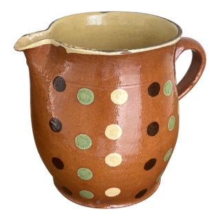 Large Antique French Country Jaspe Pitcher For Sale