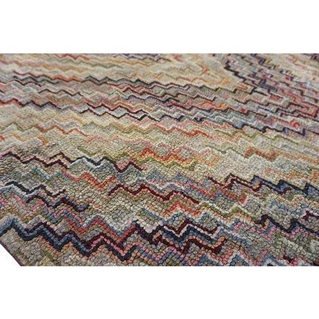 Sublime Brown Color With Great Symmetrical Desing Antique American Hooked Rug For Sale - Image 9 of 11