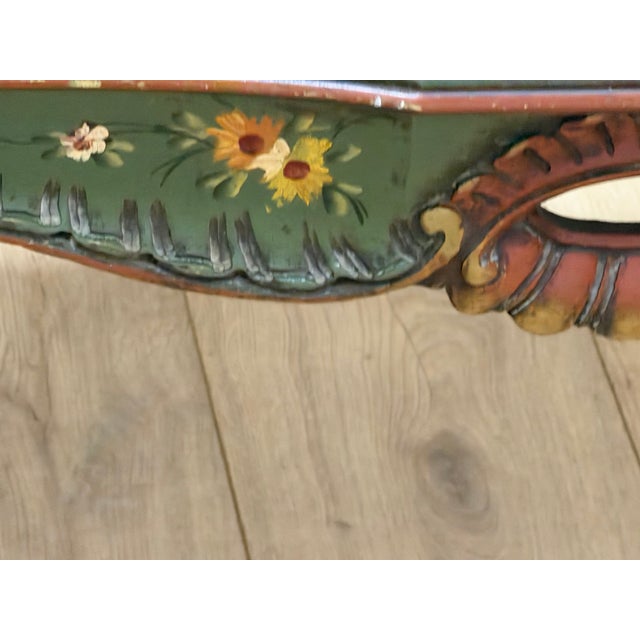 Vintage Painted Italian Venetian-Style Chinoiserie Low Coffee Table With Marble Top For Sale - Image 9 of 12