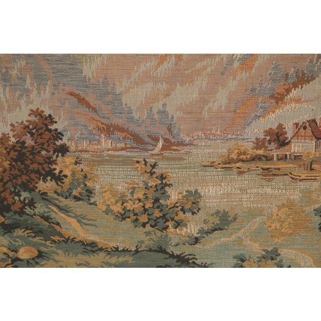 Vintage Alpine Mountain Chalet Deer Woodland Scene Flemish Tapestry For Sale In San Diego - Image 6 of 18