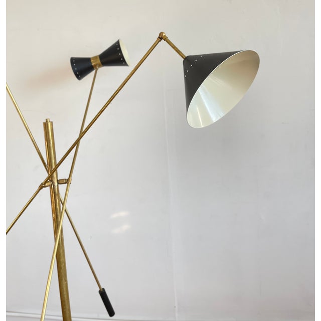 Mid Century Style Italian Brass and Marble Floor Lamp With Three Arms ...