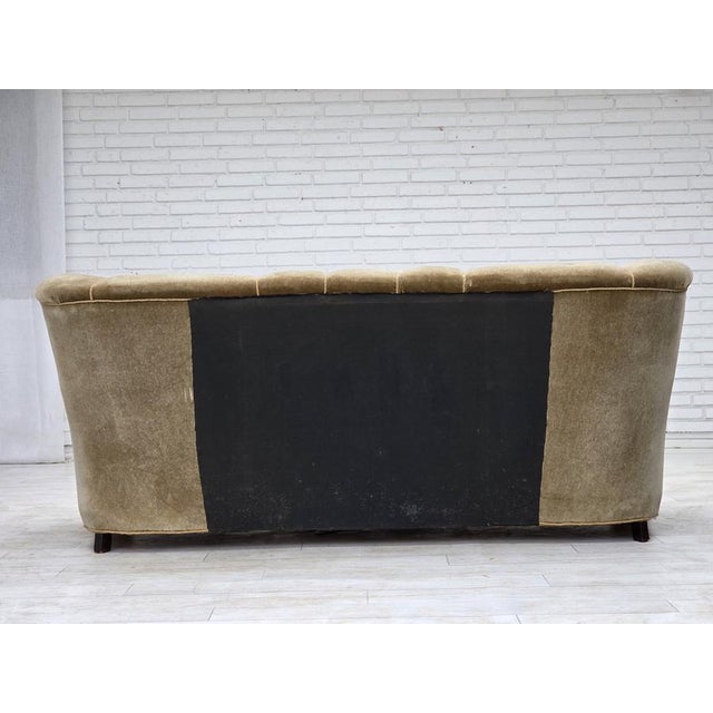 Danish 3-Seater Sofa in Green Velour with Oak Legs, 1960s For Sale - Image 10 of 18