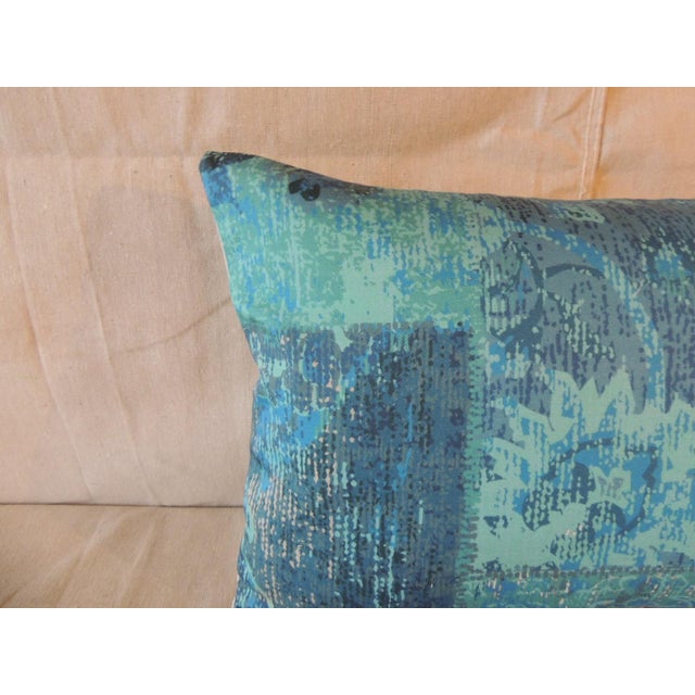 Blue Printed Floral Lumbar Decorative Pillow #1 White linen backing Feather/down filled Hand stitched closure Size: 12"H x...