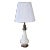 Mid-Century Modern Long Neck Bronze and Ceramic Table Lamp in Antique White With Shade For Sale