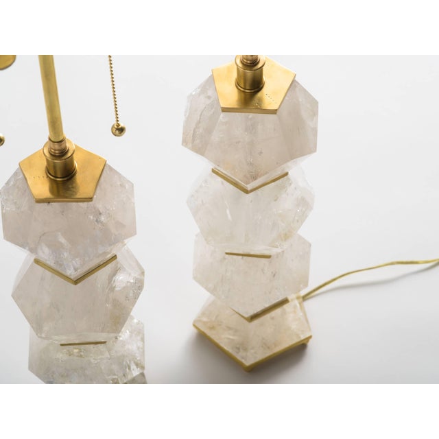 2010s "Eon Collection" Classic Rock Crystal Quartz Lamps - A Pair For Sale - Image 5 of 9