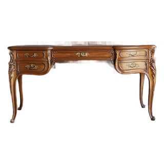 Vintage Walnut French Style Writing Desk For Sale