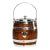 Charming Antique English Silverplate Dark Oak Biscuit Jar With Porcelain Lining Shield Home Decor For Sale