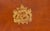 Fine large leather domed box. Decorated with gold gilded coat of arms. Italian. Mid 20th century. Hand made.