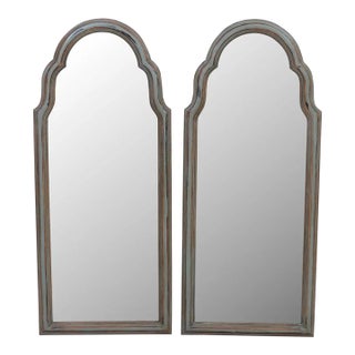 Pair Duck Egg Blue Arch Top Mirrors For Sale