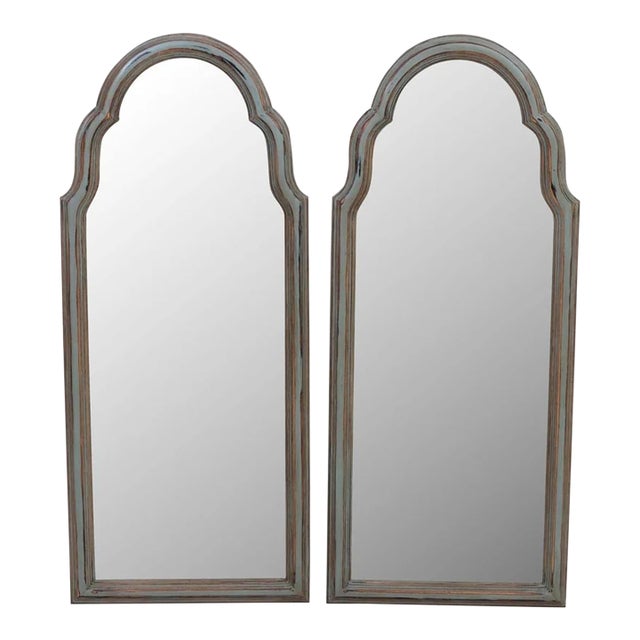 Pair Duck Egg Blue Arch Top Mirrors For Sale