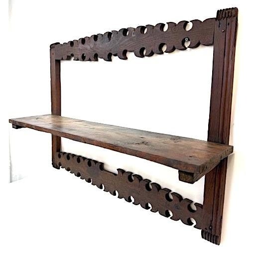 Rustic European Antique Spanish Fruitwood Decorative Shelf, Wall Hanging For Sale - Image 3 of 6