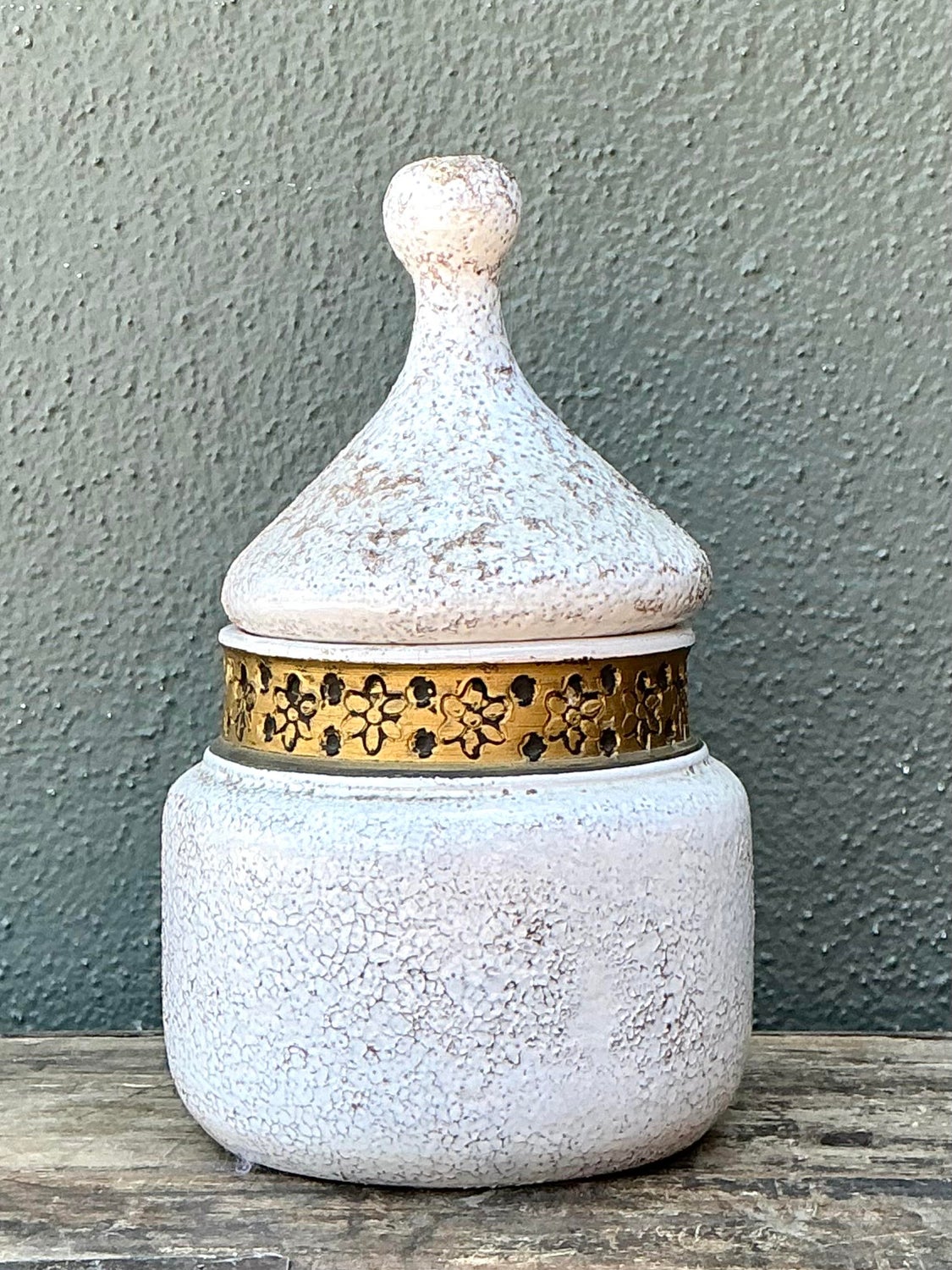 Vintage Italian Rosenthal Netter Glazed Ceramic Lidded Jar - Side view