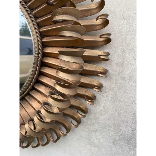 Vintage Regency Sunburst Metal Wall Mirror 69s 70s For Sale In Miami - Image 6 of 8