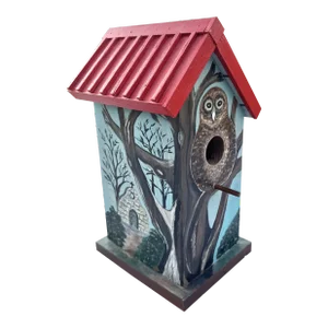 1970s Hand Painted Asymmetrical Wooden Birdhouse