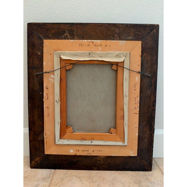 1960s Jan De Ruth Signed Oil Portrait of a Woman in Ornate Gold-Tone Frame For Sale In Palm Springs - Image 6 of 9