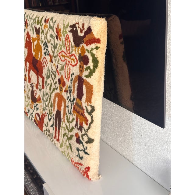 Beige Mid-Century Olga Fisch Wool Tapestry Rug on Frame for Hanging For Sale - Image 8 of 12