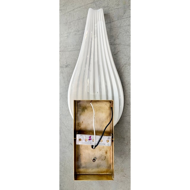 Seguso Franco Luce for Seguso Murano Glass Leaves & Brass Sconces For Sale - Image 4 of 7