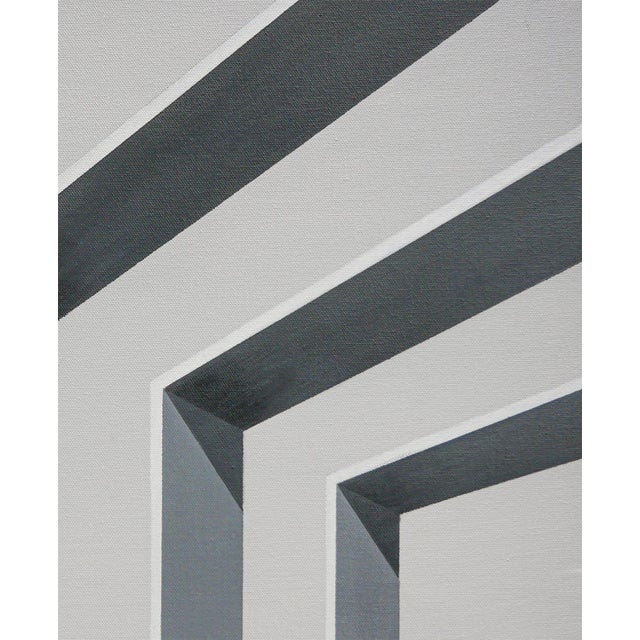 Scott Woodard "Silent but Deadly" Gray Toned Abstract Surrealist Architectural Painting, 2018 For Sale - Image 11 of 11