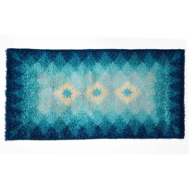 Mid-Century Italian Blue and White Virgin Wool Rug from Samit Borgosesia, 1970s For Sale - Image 4 of 8