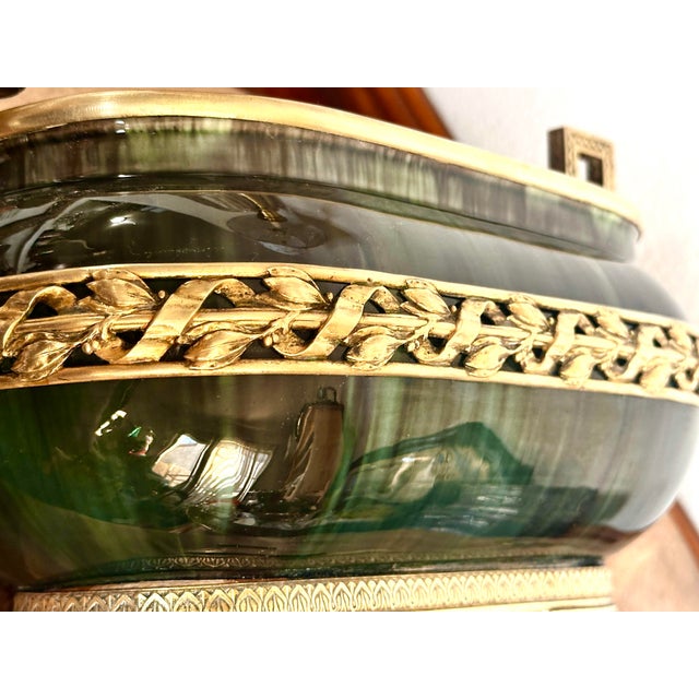Manufacture de Sevres 1910s Paul Milet Sèvres Green Flambé Jardiniere With Neoclassical Ormolu Mounts For Sale - Image 4 of 12