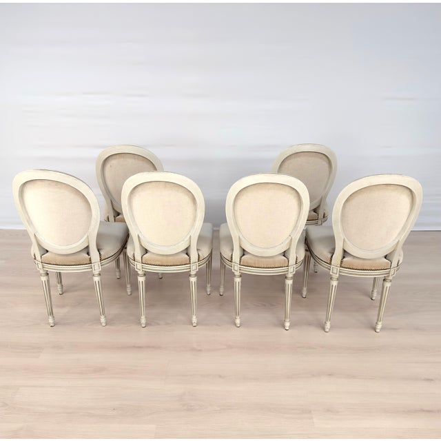 Textile French Louis XVI Dining Chairs – Set of 6 For Sale - Image 7 of 12
