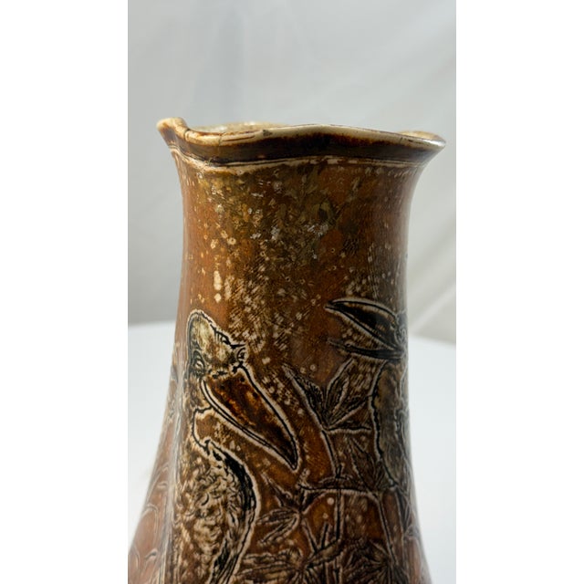 Rare 1893 Martin Brothers London & Southall Pottery Pitcher Wally Birds For Sale - Image 10 of 17