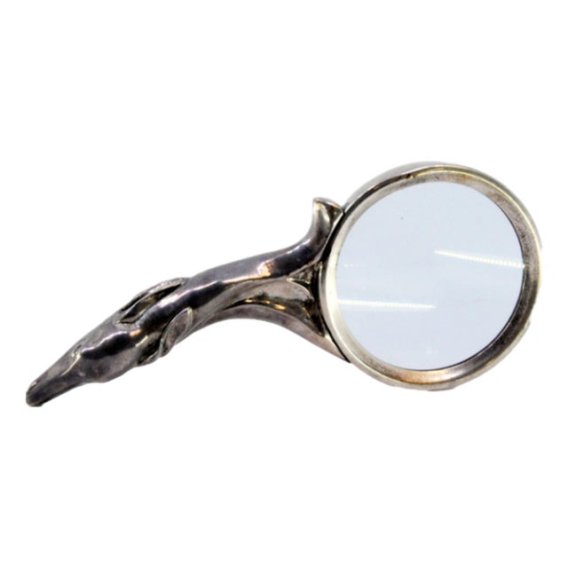 Silver Magnifying Glass with Dog Snout on the Handle For Sale