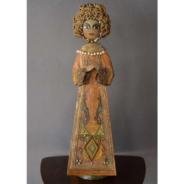 Large Vintage Paper Mache Lady Queen Sculpture For Sale - Image 13 of 13
