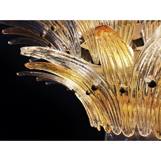 Palmette Ceiling Light with 163 Amber and Trasparent Glasses, 1980s For Sale - Image 10 of 18