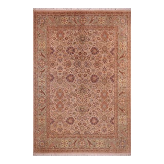 Boho Chic 1990's Pak-Persian Tan/Green Wool Rug - 9'3'' X 12'5'' For Sale