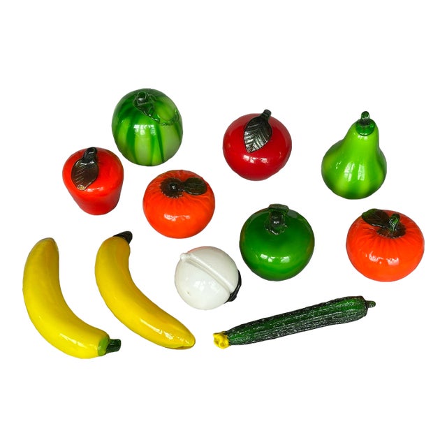Murano Style Hand Blown Glass Fruit For Sale