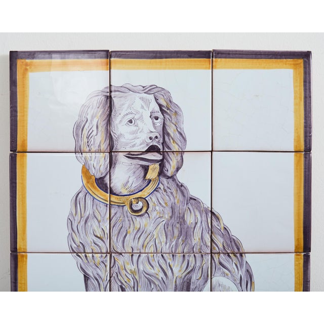 White Pair of Dutch Delft Tile Panels of a Cat and Dog For Sale - Image 8 of 12