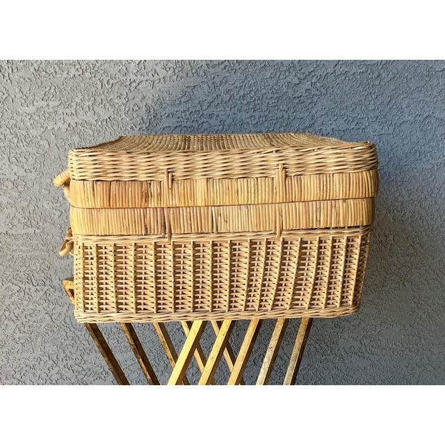 Tan Mid 20th-Century Extra Large Handwoven Valise-Style Rattan Storage Basket, Hong Kong For Sale - Image 8 of 18