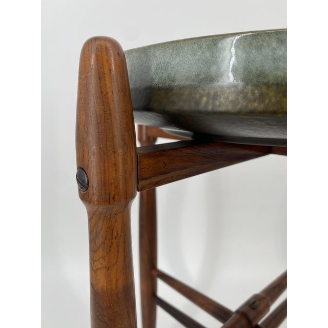 1960s Mid-Century Side Table with Glazed Ceramic Plate on Rosewood Frame by Arne Basse for Knabstrup, Denmark, 1960s For Sale - Image 5 of 16