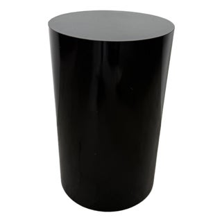 Vintage Postmodern Black Formica Cylinder Pedestal For Sale