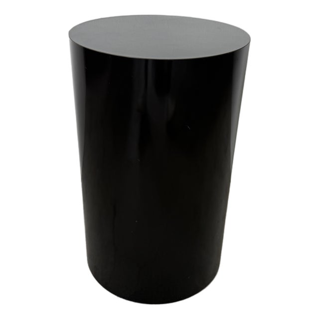 Vintage Postmodern Black Formica Cylinder Pedestal For Sale