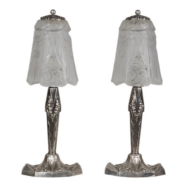 French Art Deco Table Lamp by Ejg Jean Gauthier - A Pair For Sale