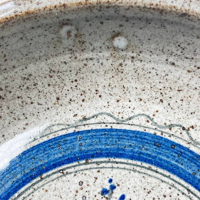 Blue Late 20th Century Handmade Studio Pottery Pie Dish With Cobalt Floral Motif For Sale - Image 8 of 12